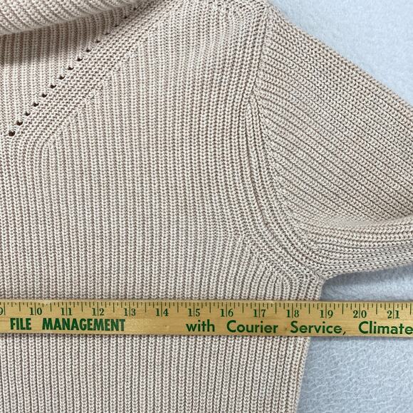 PACT Sweater Womens XS Organic Cotton Ribbed Funnel Neck Pullover Beige - Picture 11 of 13